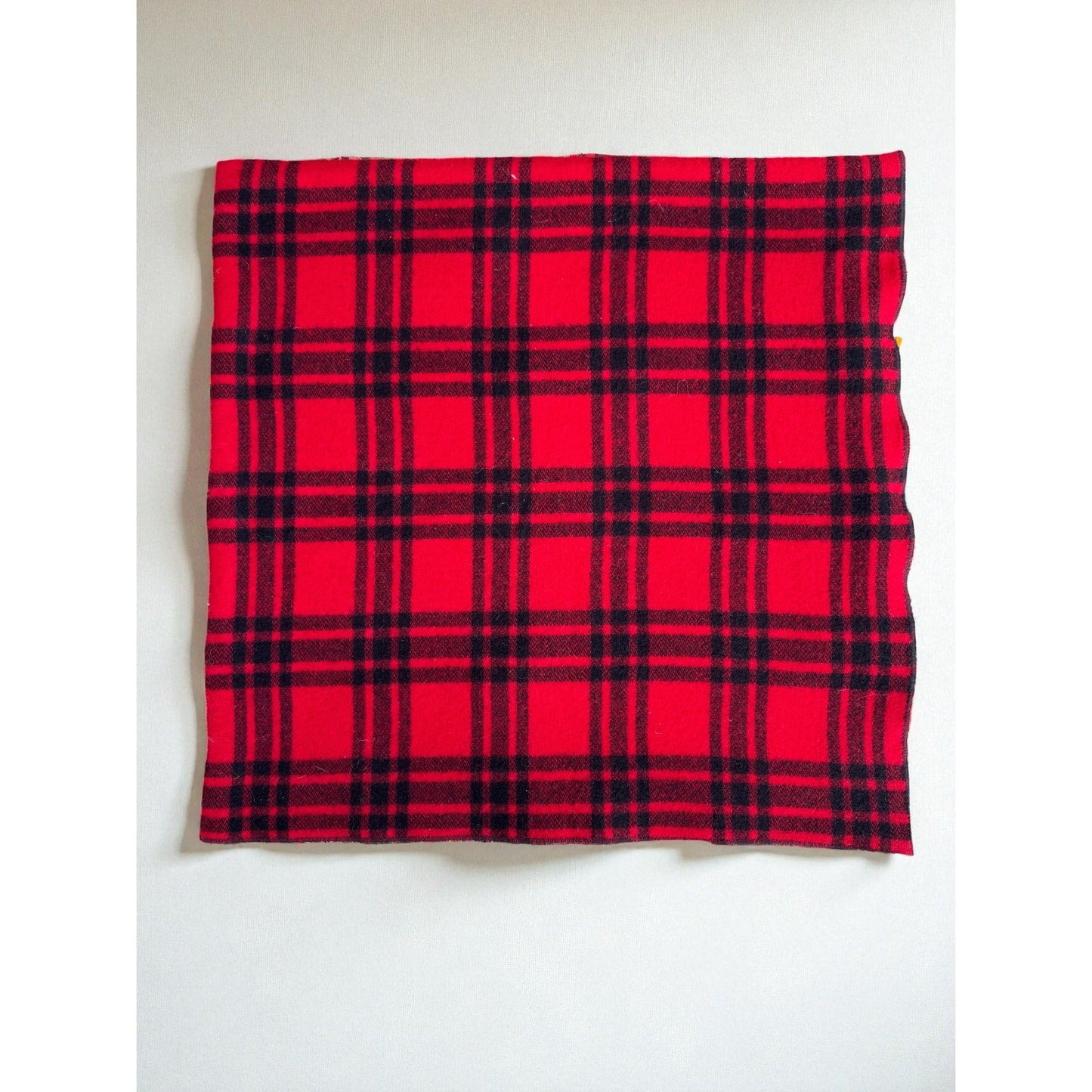 Vintage Wool Plaid Red Black Blanket Throw Bound Edges Stadium 56”x56” - MST GoodsUnbranded