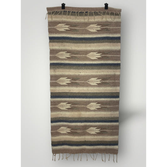 Vintage Wool Saddle Blanket Handwoven Native American 29"x70" Neutrals - MST GoodsHandmade