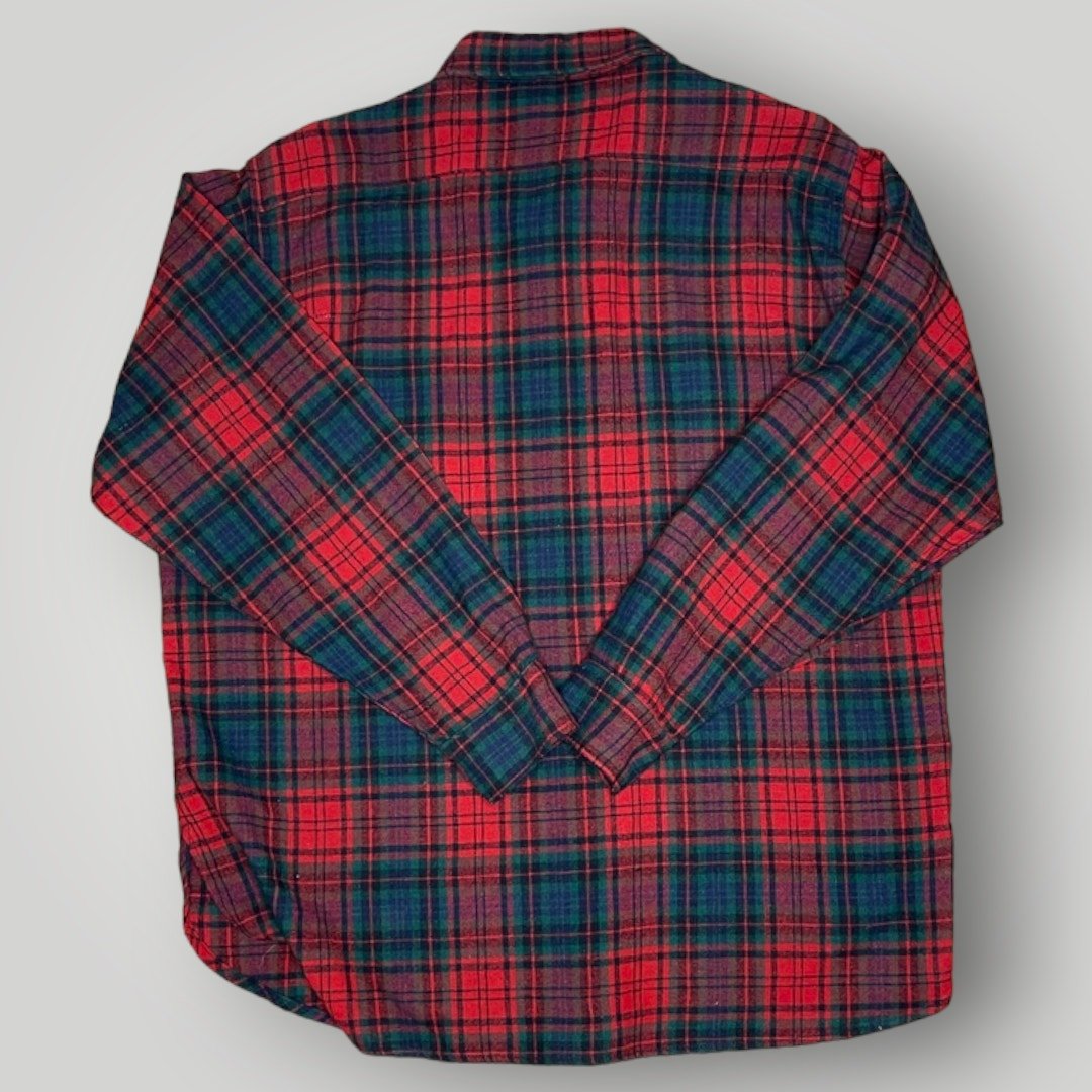 Vintage Woolrich Men's Button Front Shirt Red Green XL Plaid Wool - MST GoodsWoolrich