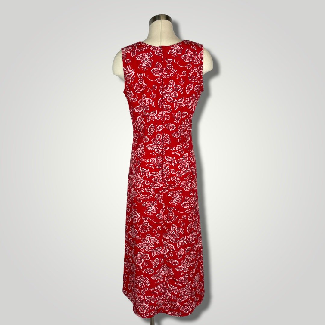 Vintage Y2k Kathie Lee Bandanna Dress Red White Sleeveless Med Midi A1017 - MST GoodsKathie Lee