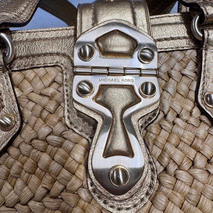 Vintage Y2k Michael Kors Santorini Raffia Leather Purses Shoulder Bags - MST GoodsVintage