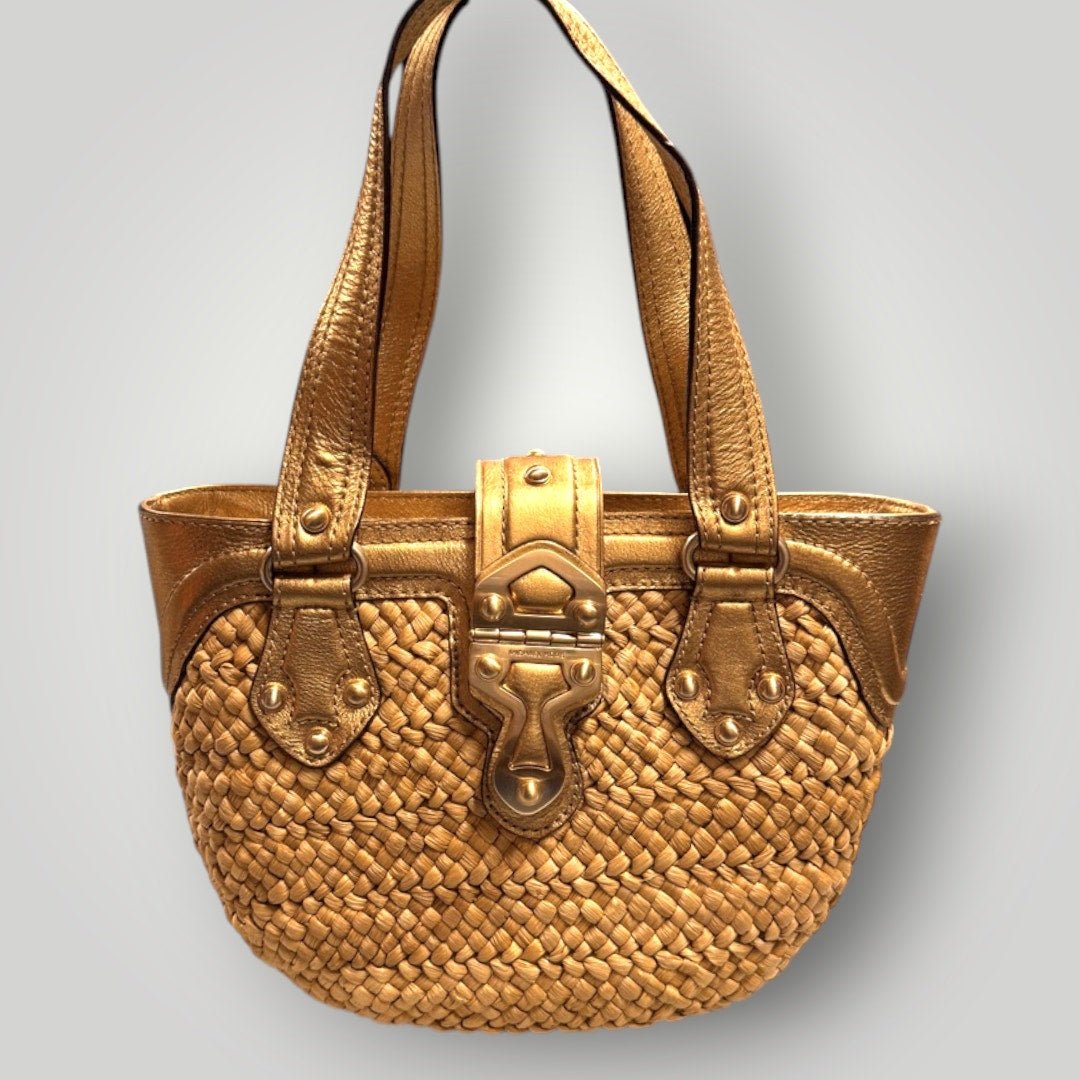 Vintage Y2k Michael Kors Santorini Raffia Leather Purses Shoulder Bags - MST GoodsVintage
