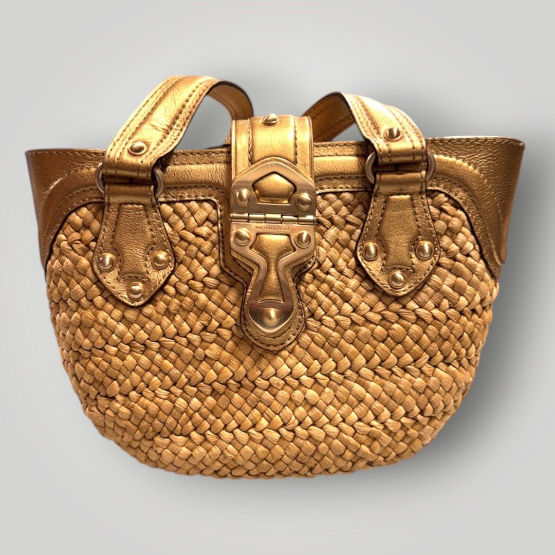 Vintage Y2k Michael Kors Santorini Raffia Leather Purses Shoulder Bags - MST GoodsVintage
