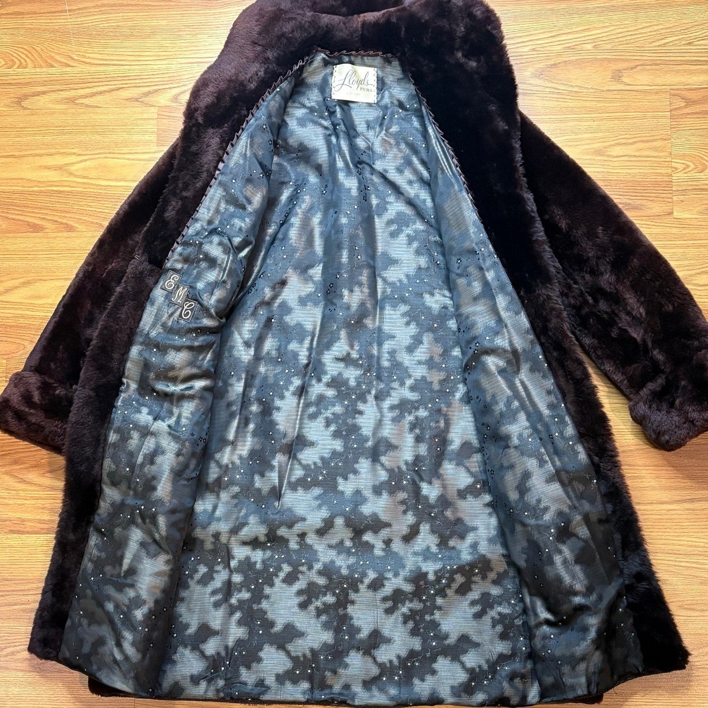 Vtg 1960s Lloyds Furs Denver Mouton Fur Coat Womens XL Brown Genuine Fur Long - MST GoodsVintage