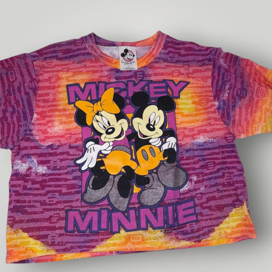 Vtg 80s/90s Walt Disney Company Mickey Mouse Minnie T-shirt Tie Dye Boxy Cropped - MST GoodsThe Walt Disney Company