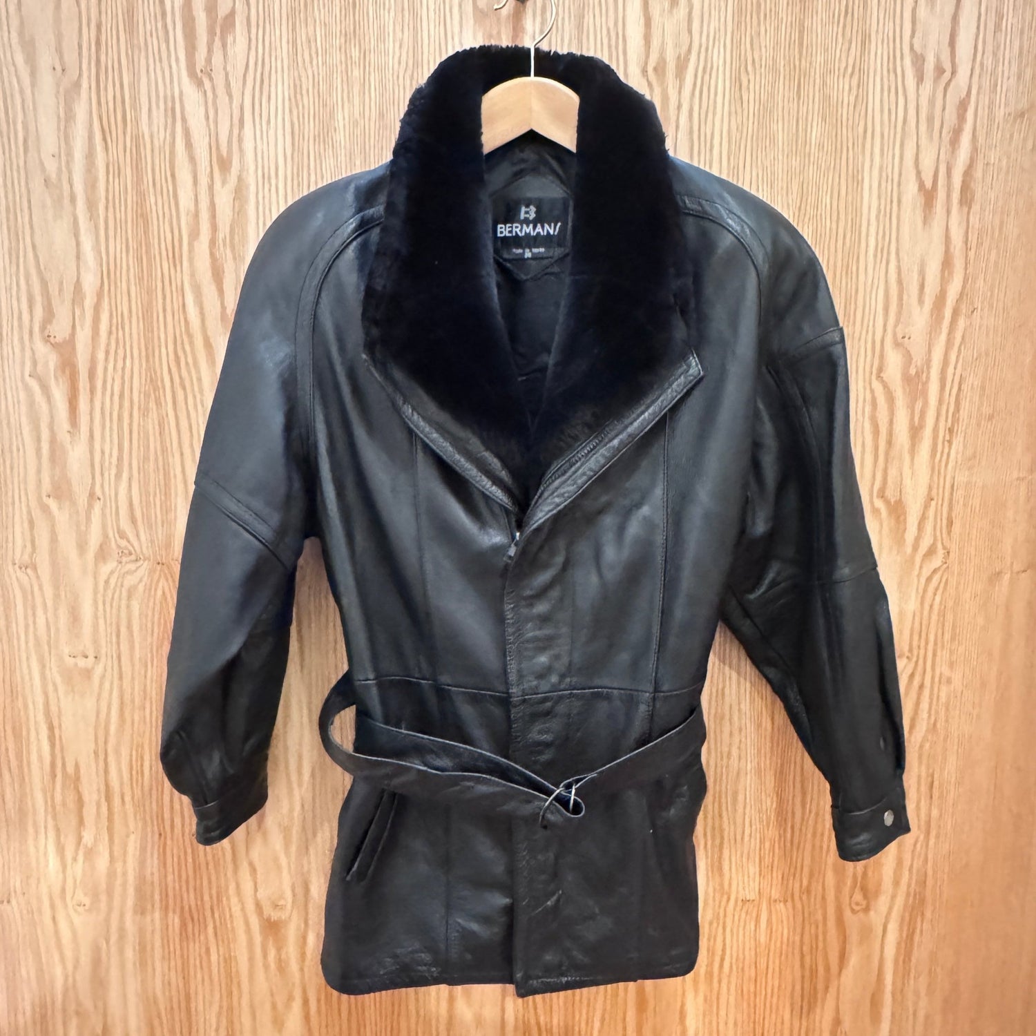 Vtg Bermans Leather Coat mouton - MST GoodsVintage