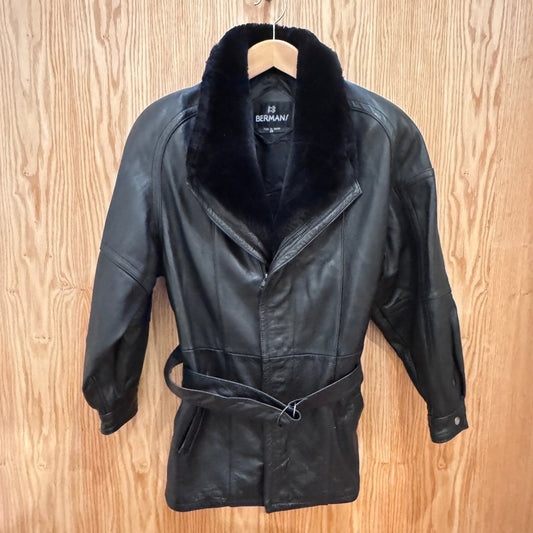 Vtg Bermans Leather Coat mouton - MST GoodsVintage