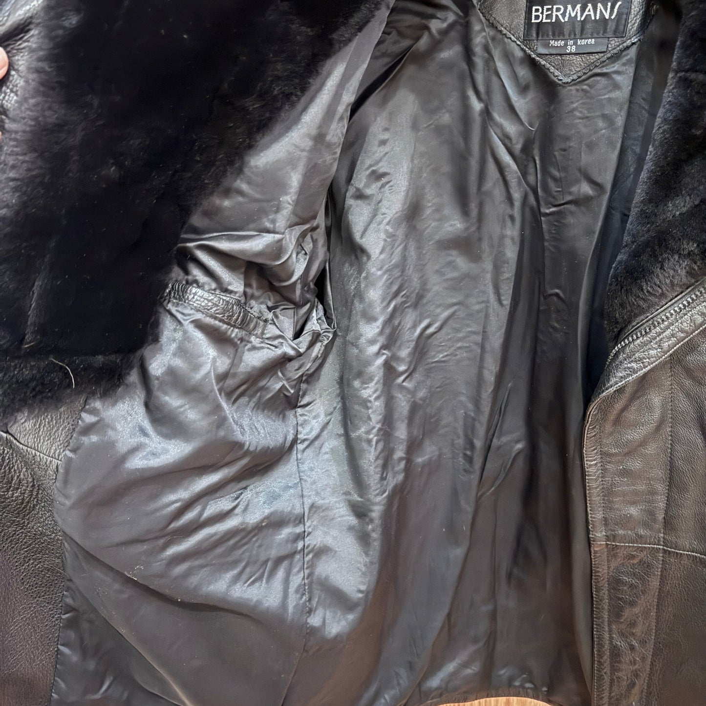 Vtg Bermans Leather Coat mouton - MST GoodsVintage