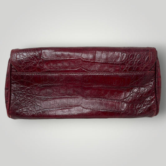 Vtg Brahmin Clutch Red Burgundy Front Embellishment Moc Crocodile Leather E - MST GoodsBrahmin