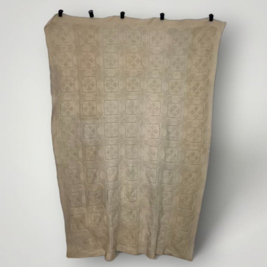 Vtg Handmade Heavy Cotton Blanket Star Pattern Popcorn Knit Triangle 90” x 58” - MST GoodsHandmade