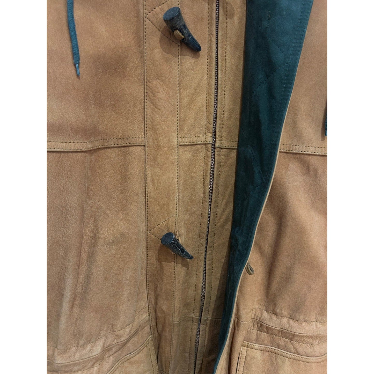 Vtg MARC Suede Leather Outdoor Parka Jacket Detachable Hood Tan Men's L - MST GoodsMarc New York