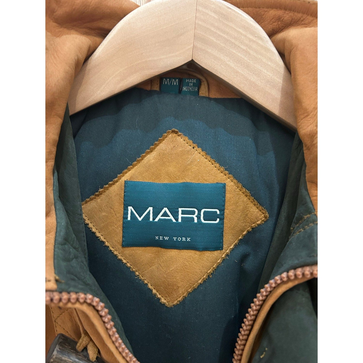 Vtg MARC Suede Leather Outdoor Parka Jacket Detachable Hood Tan Men's L - MST GoodsMarc New York
