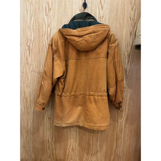 Vtg MARC Suede Leather Outdoor Parka Jacket Detachable Hood Tan Men's L - MST GoodsMarc New York