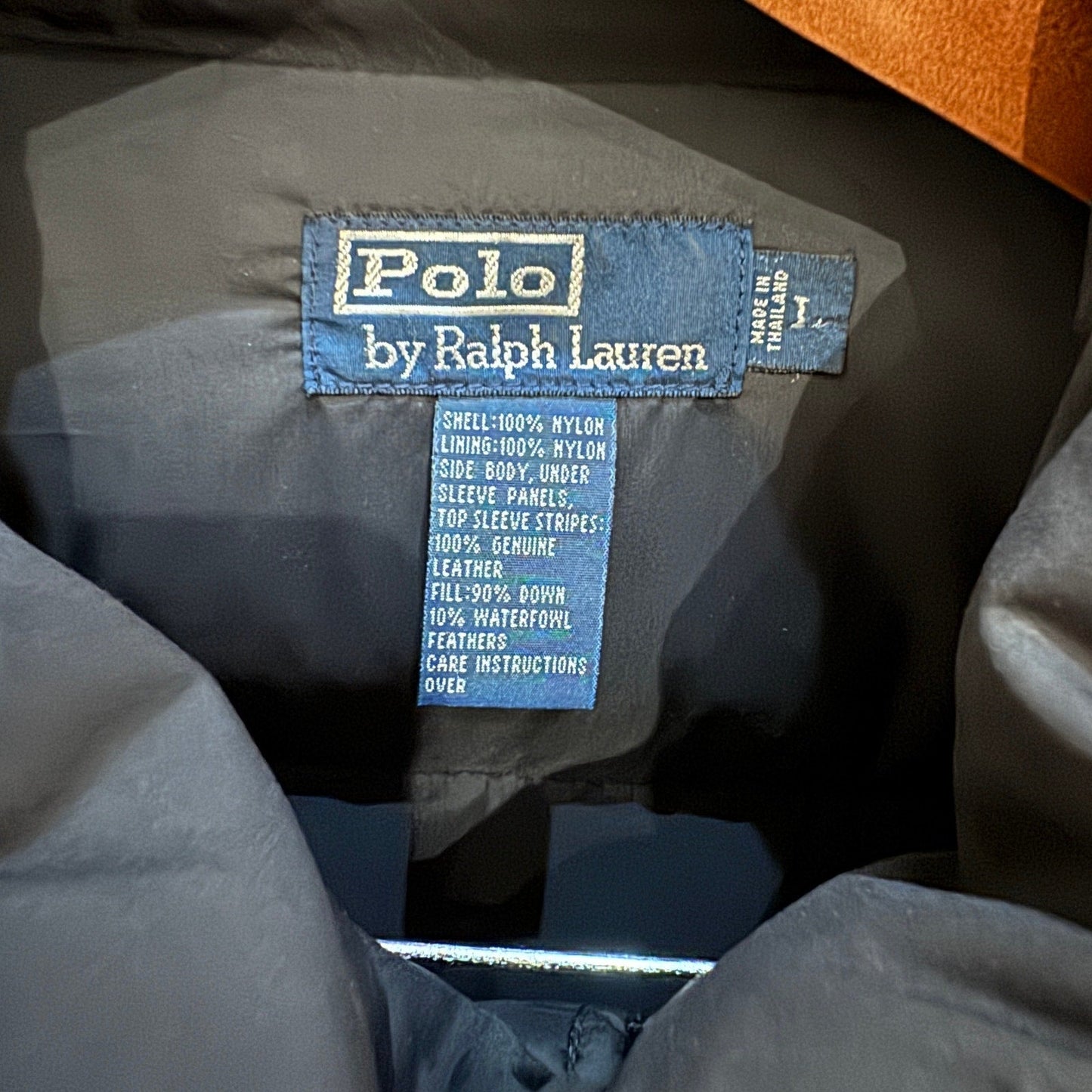 Vtg Rare 90s Polo Ralph Lauren Leather Racing Down Jacket L Limited Leather - MST GoodsPolo Ralph Lauren