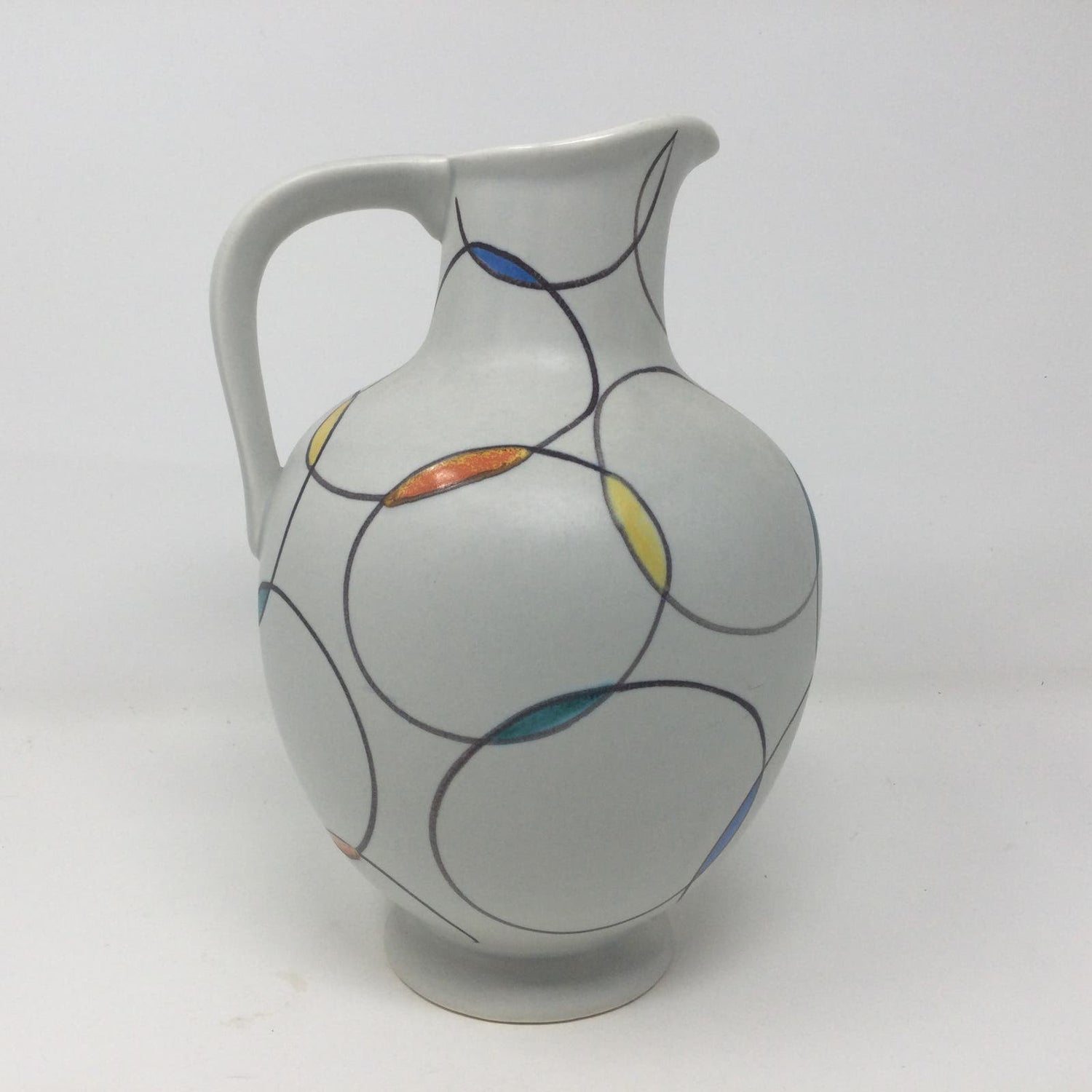 Vtg Vase Circles Western Germany Zell Schmider 1956 Numbered Anneliese Beckh - MST GoodsZell Schmider