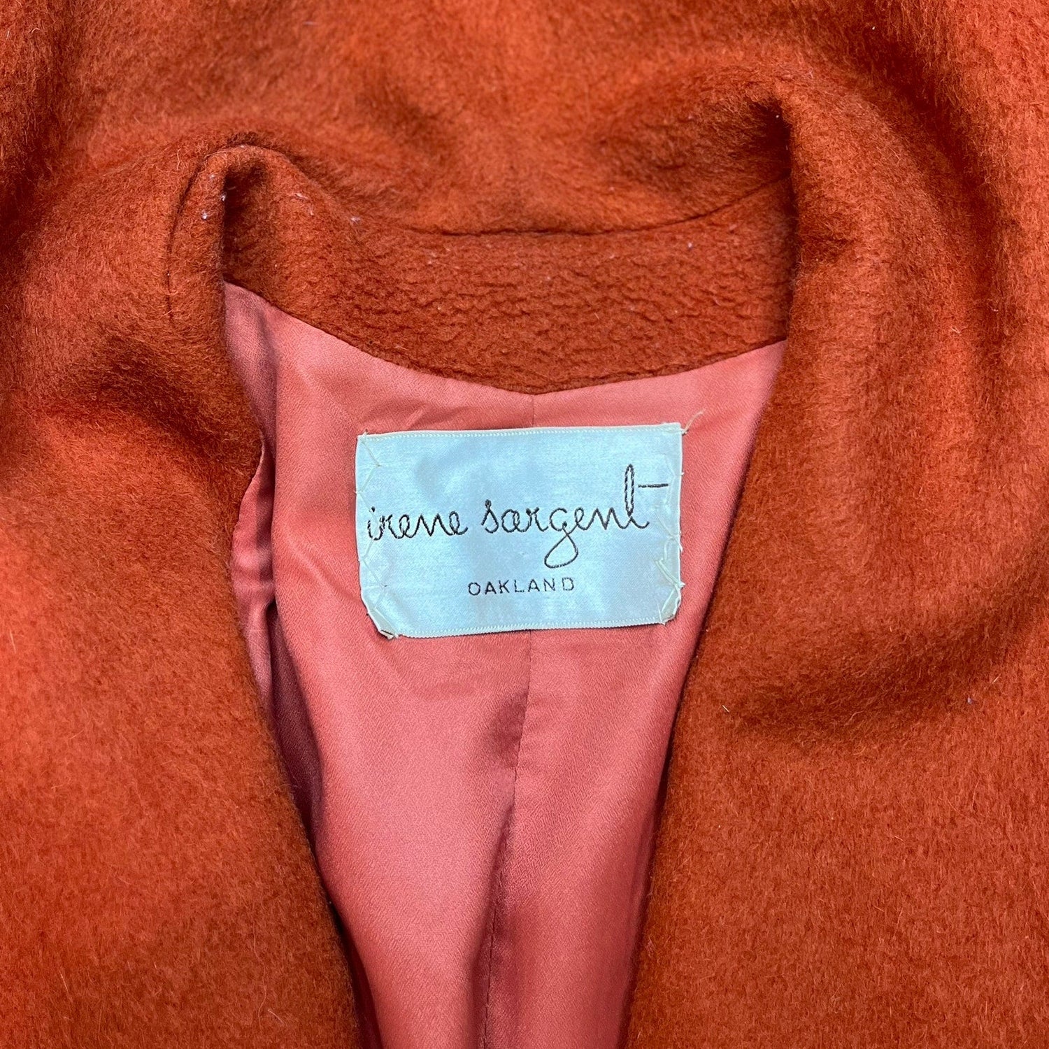 Vtg Wool Coat 1960s Bonnie Cashin x Irene Sargent Shawl Pumpkin Leather Trim - MST GoodsBonnie Cashin