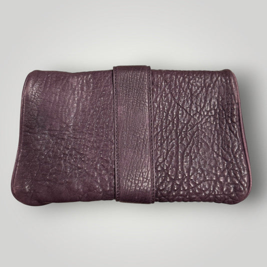 Vtg Y2k Michael Kors Heidi Clutch Genuine Leather Aubergine MSRP $178 Dust Bag - MST GoodsVintage