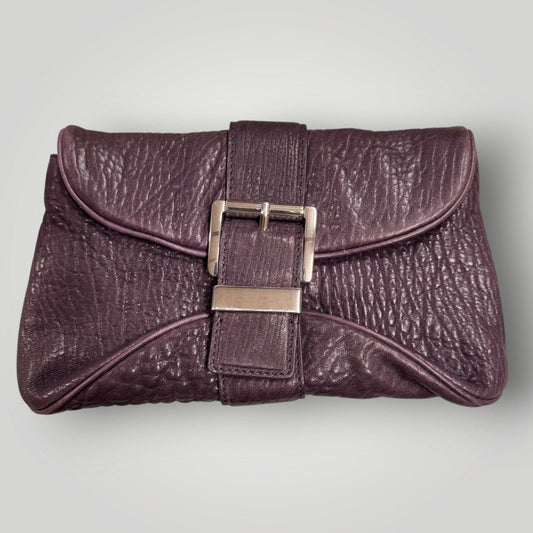 Vtg Y2k Michael Kors Heidi Clutch Genuine Leather Aubergine MSRP $178 Dust Bag - MST GoodsVintage