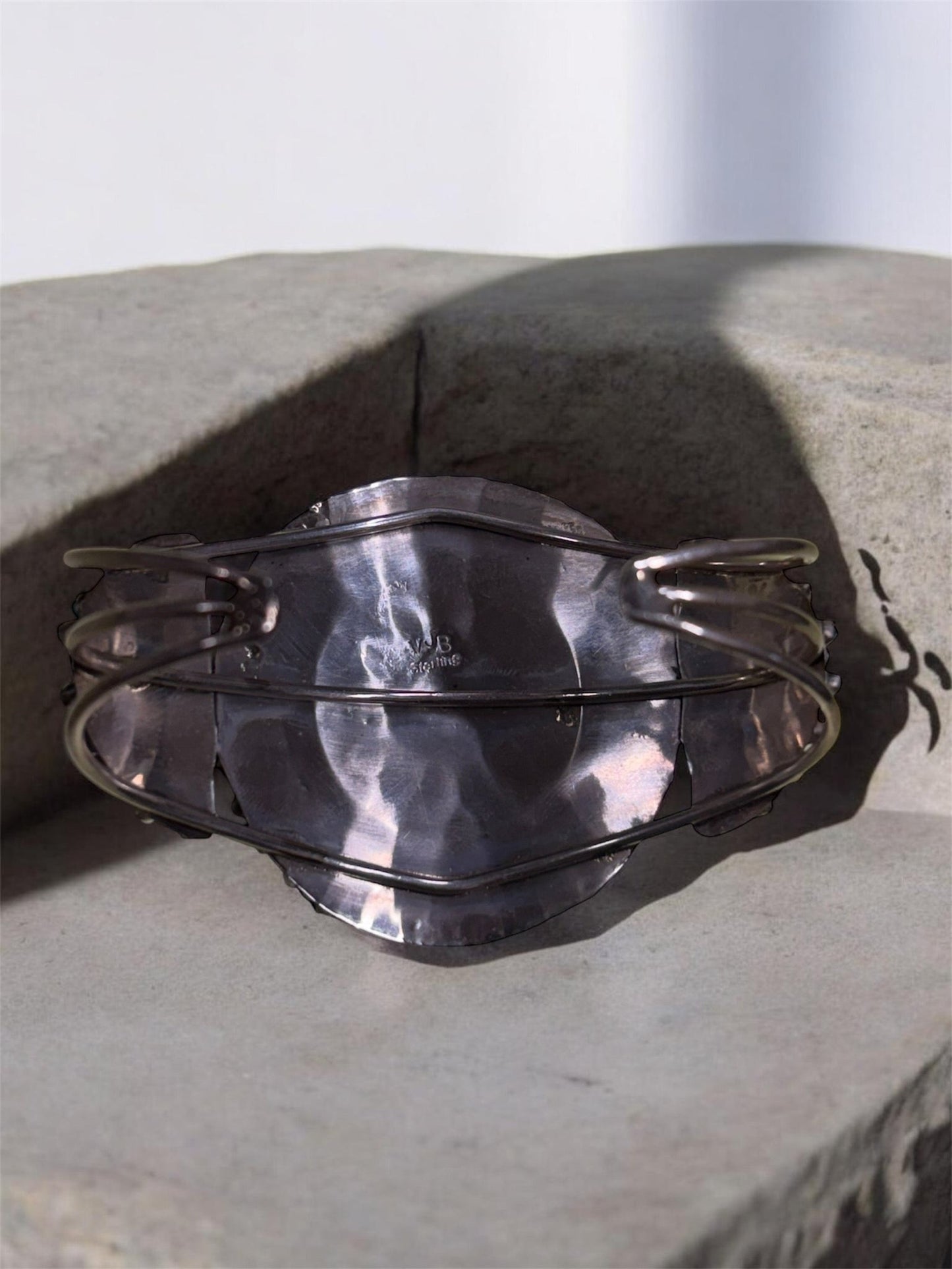Vtg Zuni Sleeping Beauty Turquoise Sterling Cuff Bracelet Signed VJB - MST GoodsVintage