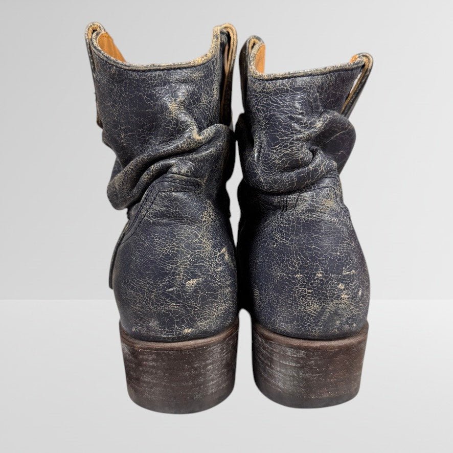 Western OG by Old Gringo Slouchy Cowboy Boots Short Gray Crackle Women's 8 Tab - MST GoodsVintage