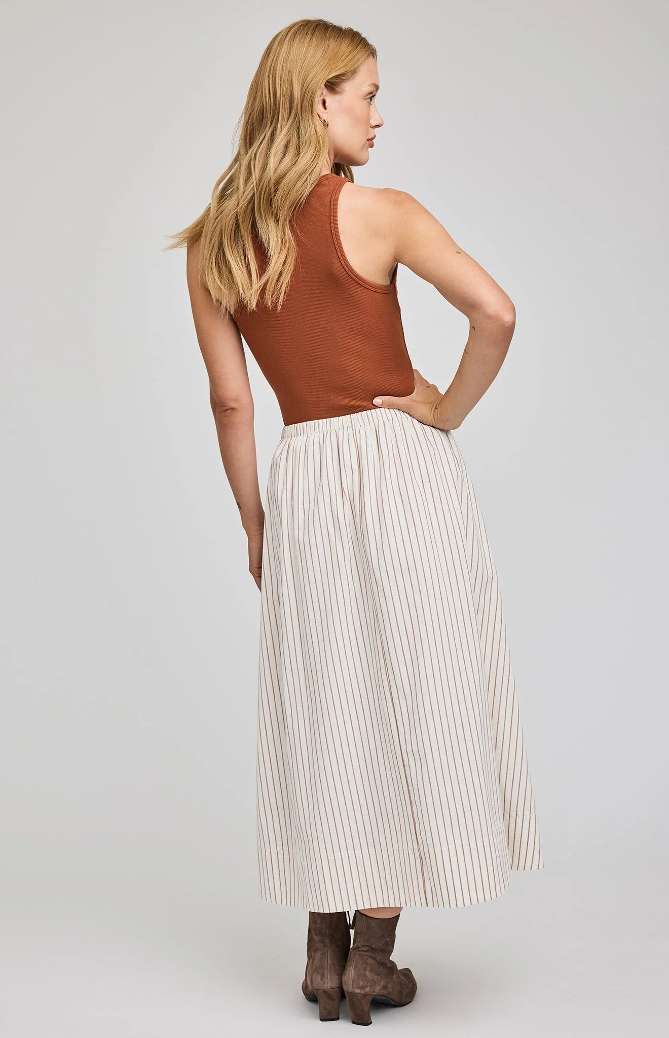 Wilhemina Midi Skirt Cream Stripe - MST GoodsGentle Fawn
