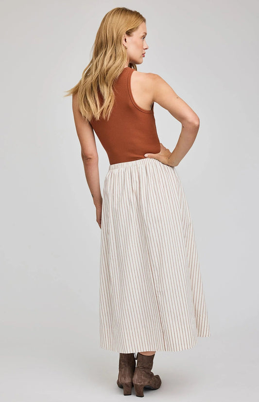 Wilhemina Midi Skirt Cream Stripe - MST GoodsGentle Fawn
