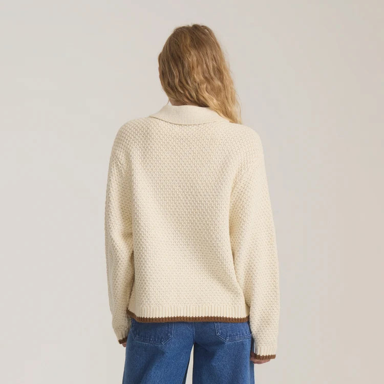 Open Roads Cardigan Long Sleeve Sweater in Bone