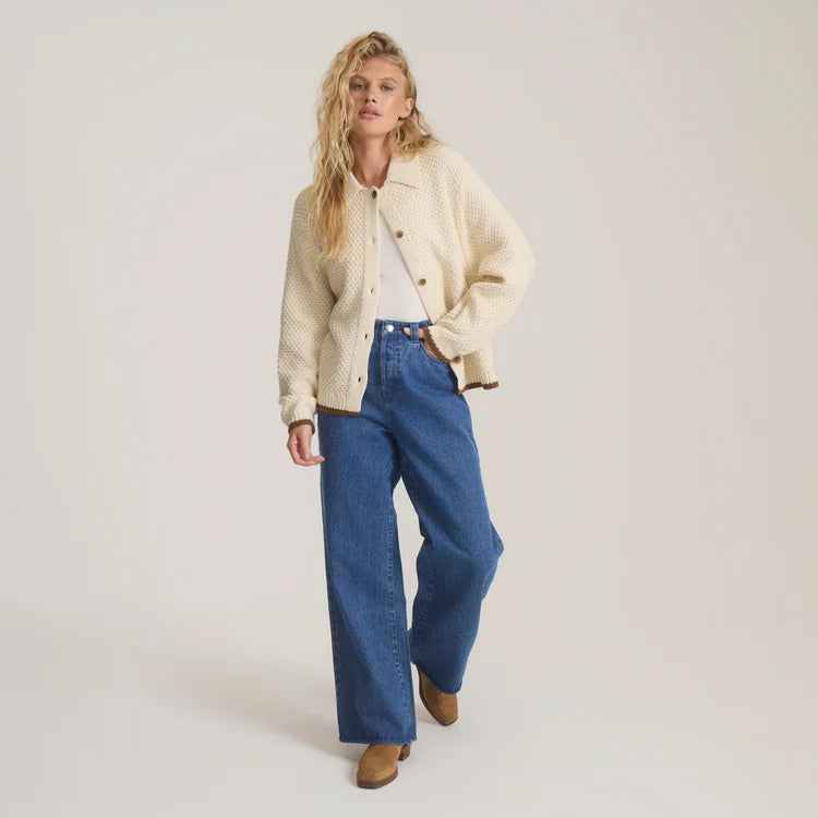 Open Roads Cardigan Long Sleeve Sweater in Bone