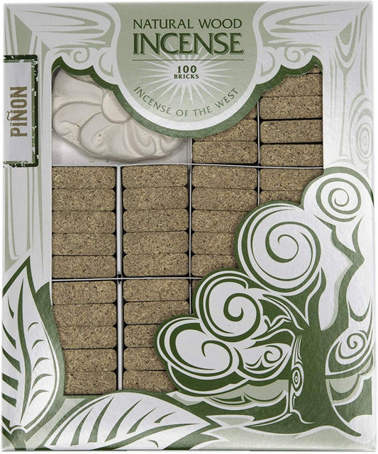 100 Count Natural Wood Incense Bricks w/Holder - MST GoodsIncienso