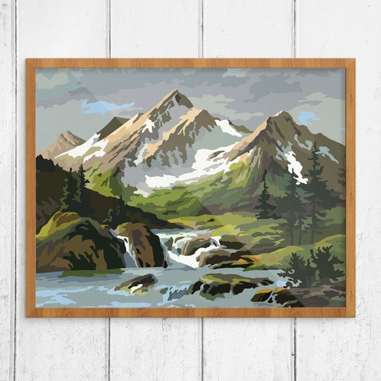 Fridgedoor Paint By Number Snowy Mountain & Stream Print