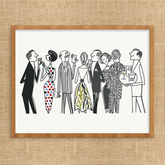 11'' x 14'' Fashionable Cocktail Party Crowd Print
