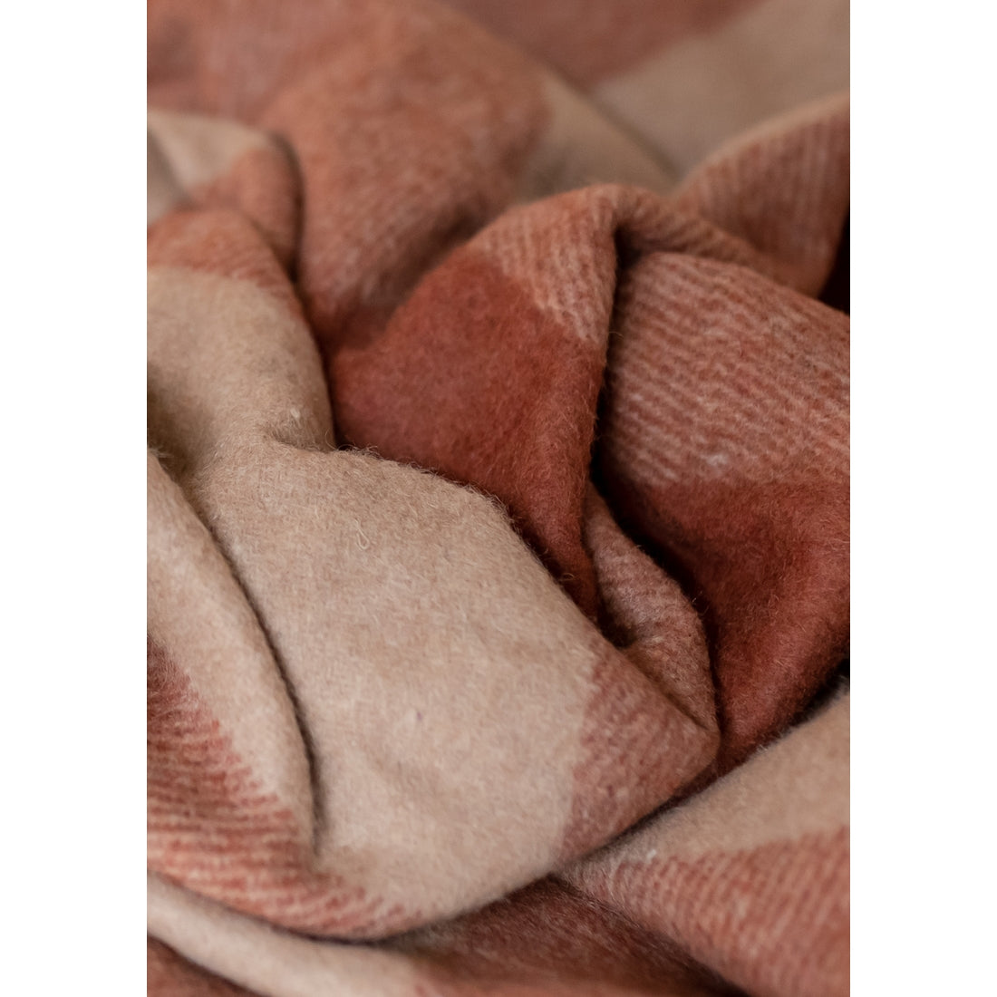 Recycled Wool Blanket in Rust & Camel Buffalo Check