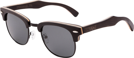 Real Ebony 1/2 Wood Browline Style RetroShade Sunglasses
