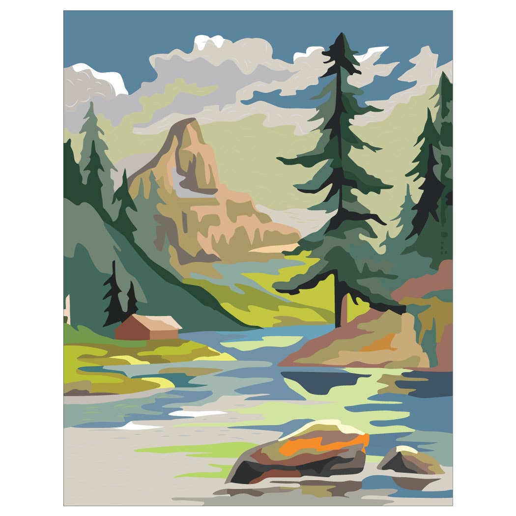 2.5'' x 3.5'' Paint By Number Mountain Cabin & Lake Magnet