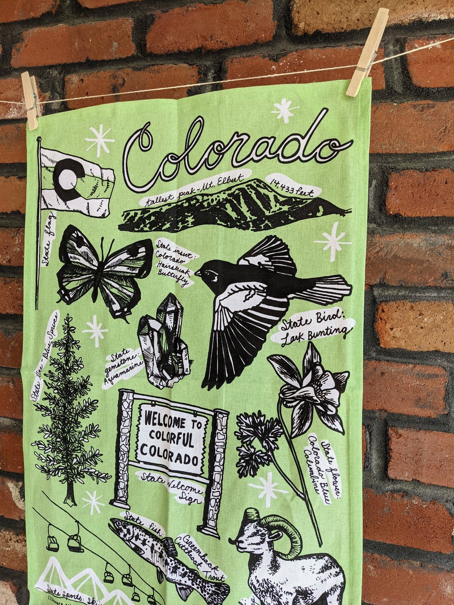 tea towel | Colorado symbols