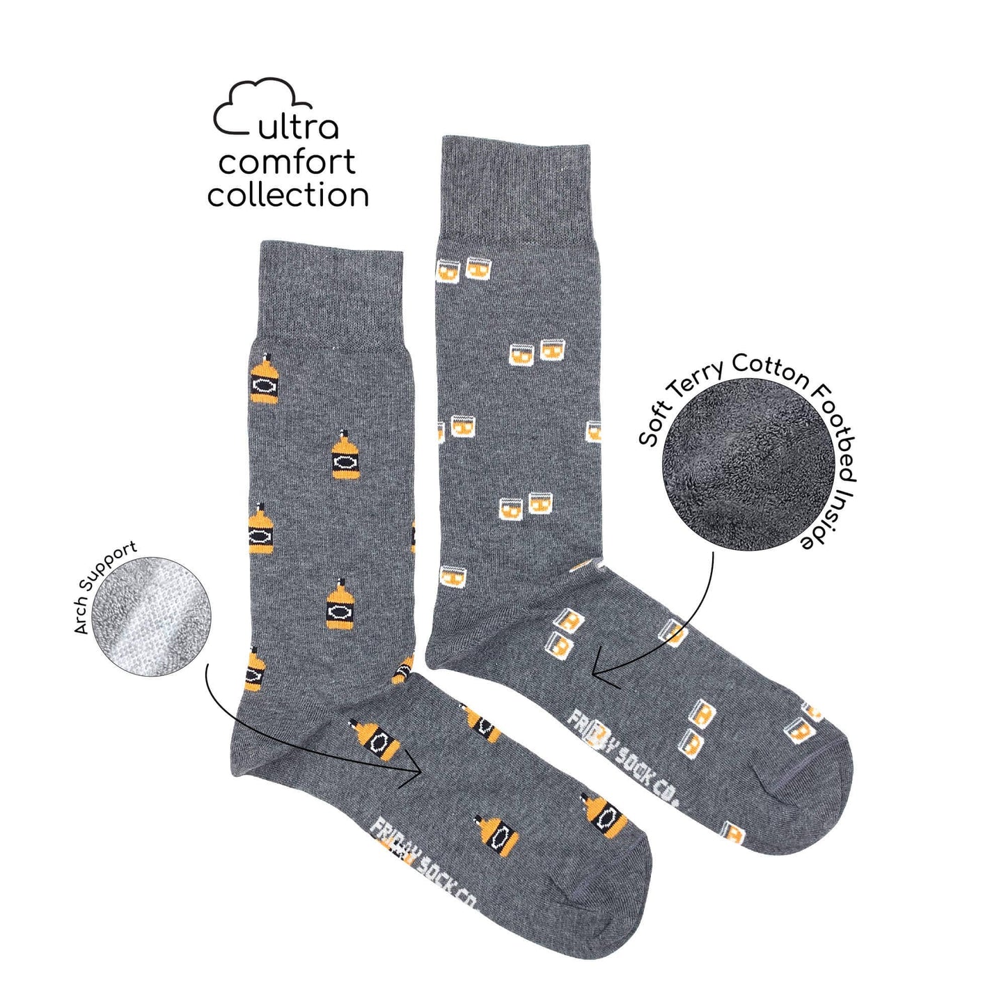 Men's Ultra Comfort Fit Socks | Whiskey Bottle | Mismatched