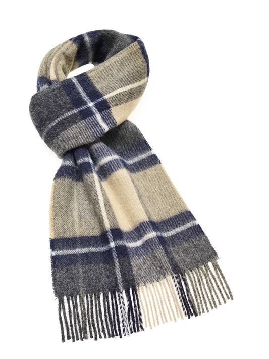 Madison Navy/Camel Scarf, Merino Lambswool, Made in England