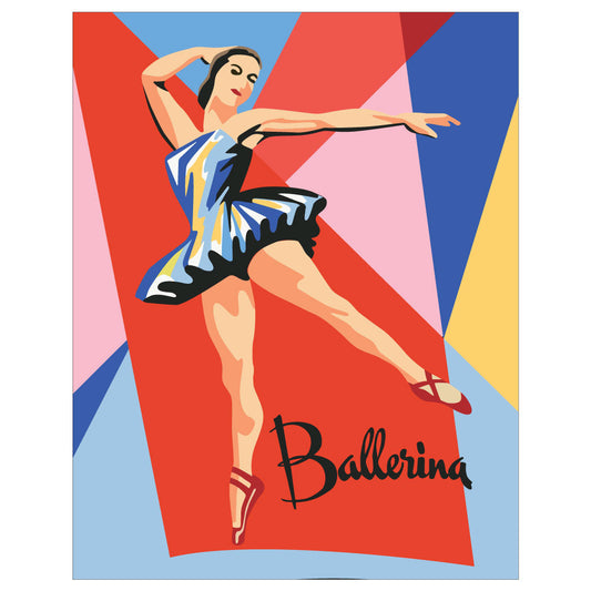 11" x 14" Paint By Number Style Ballerina & Spotlight Print