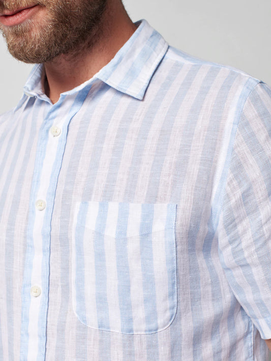 Short-Sleeve Striped Linen Shirt