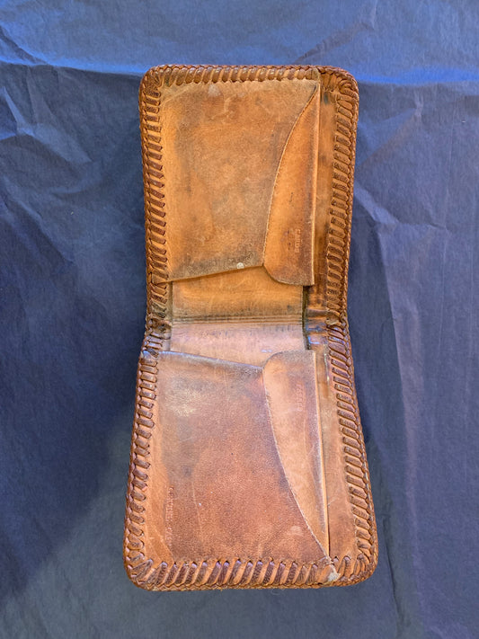 Vtg Embossed Leather Wallet