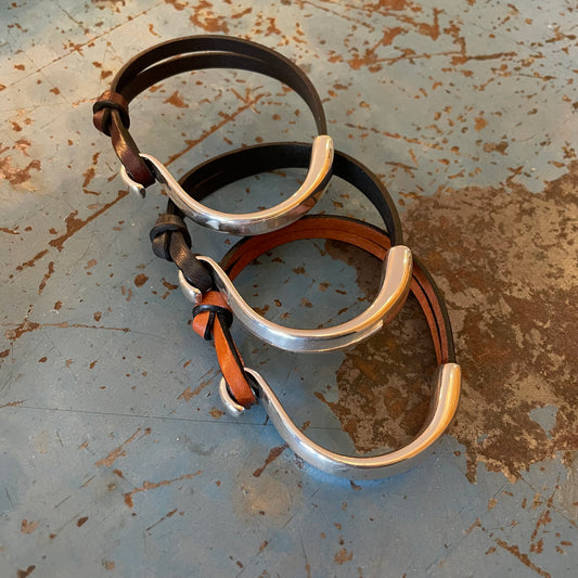 Flair leather and metal cuff bracelets