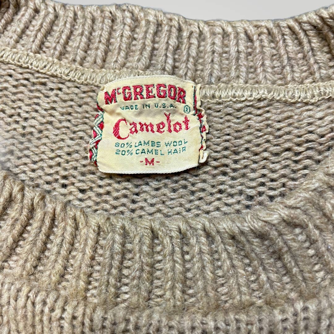 Vintage 1950 Crewneck Pullover McGregor Camelot Lambswool Camel Hair Large B2009