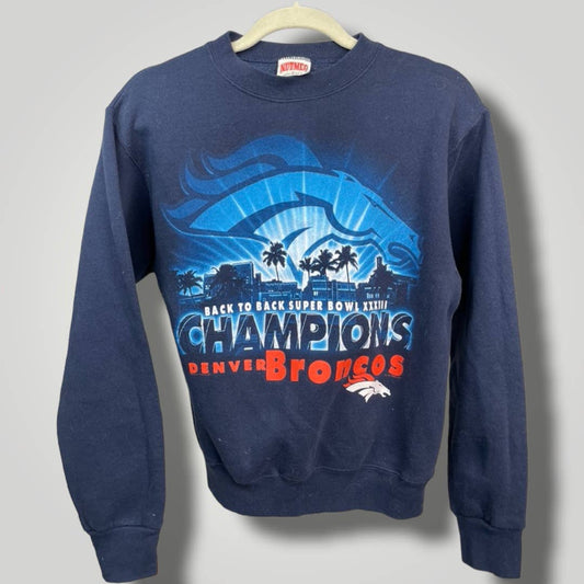 Vintage 1999 Broncos Sweatshirt Navy Blue B2B Superbowl Champions B1018