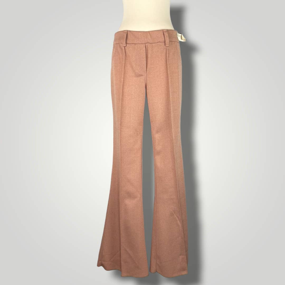 Vintage NOS Deadstock Pintuck 1970s Light Pink Polyester Pants Size L  FP1009