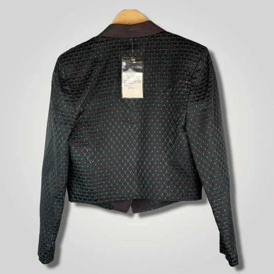 Vintage Pioneer Wear Tuxedo Jacket Black Multicolor Metallic Threads NWT B121