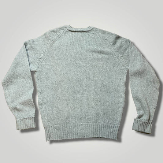 Vintage 1970s Highland V Neck Blue Wool Sweater Pullover Mens Large B2010