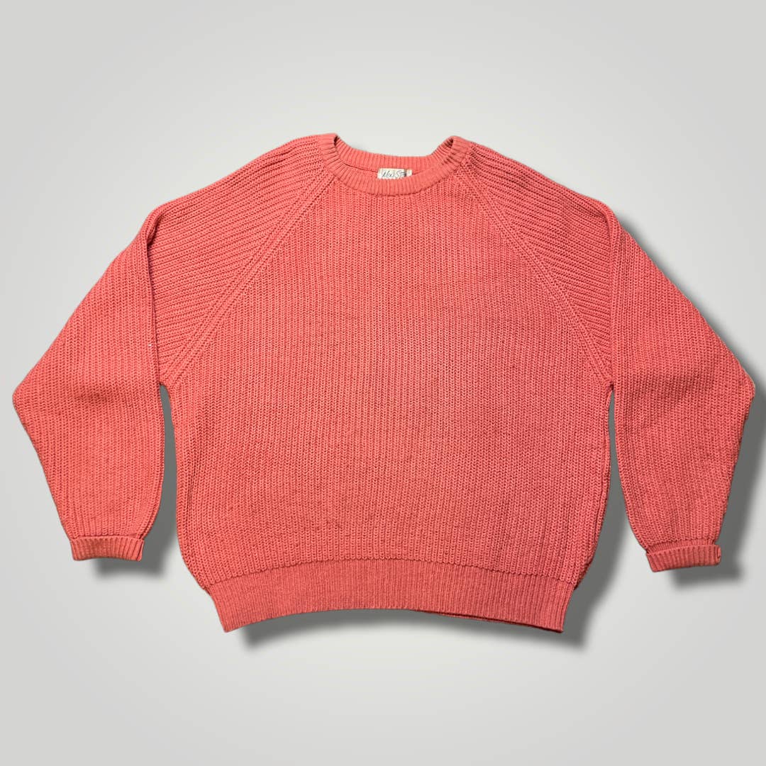 Vintage Salmon Sweater Knit Raglan Sleeve XL Oversized B2003