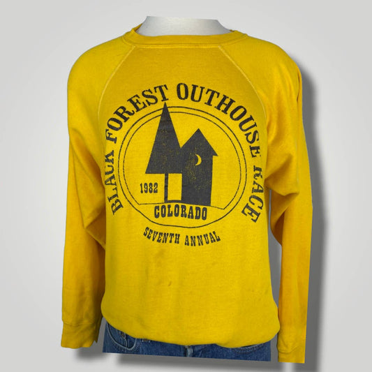 Vintage 1982 Black Forest Outhouse Race Sweatshirt Yellow Raglan  XL TJC101
