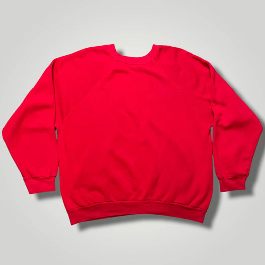 Vintage Red Sweatshirt Blank 1970s/80s Raglan Sleeve Crewneck L/XL B2006
