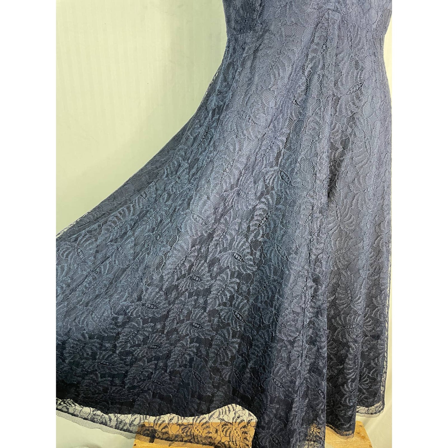 Vintage 1950s Party Dress A Norman Original Med Navy Blue Sleeveless Lace b110 - MST GoodsVintage